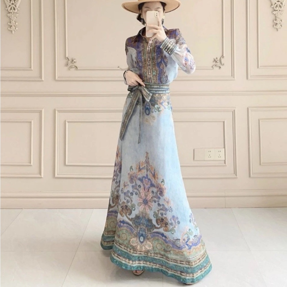 The Zimmermann Paisley Print Eden Shirt and Maxi Skirt Set in size 1 / Small